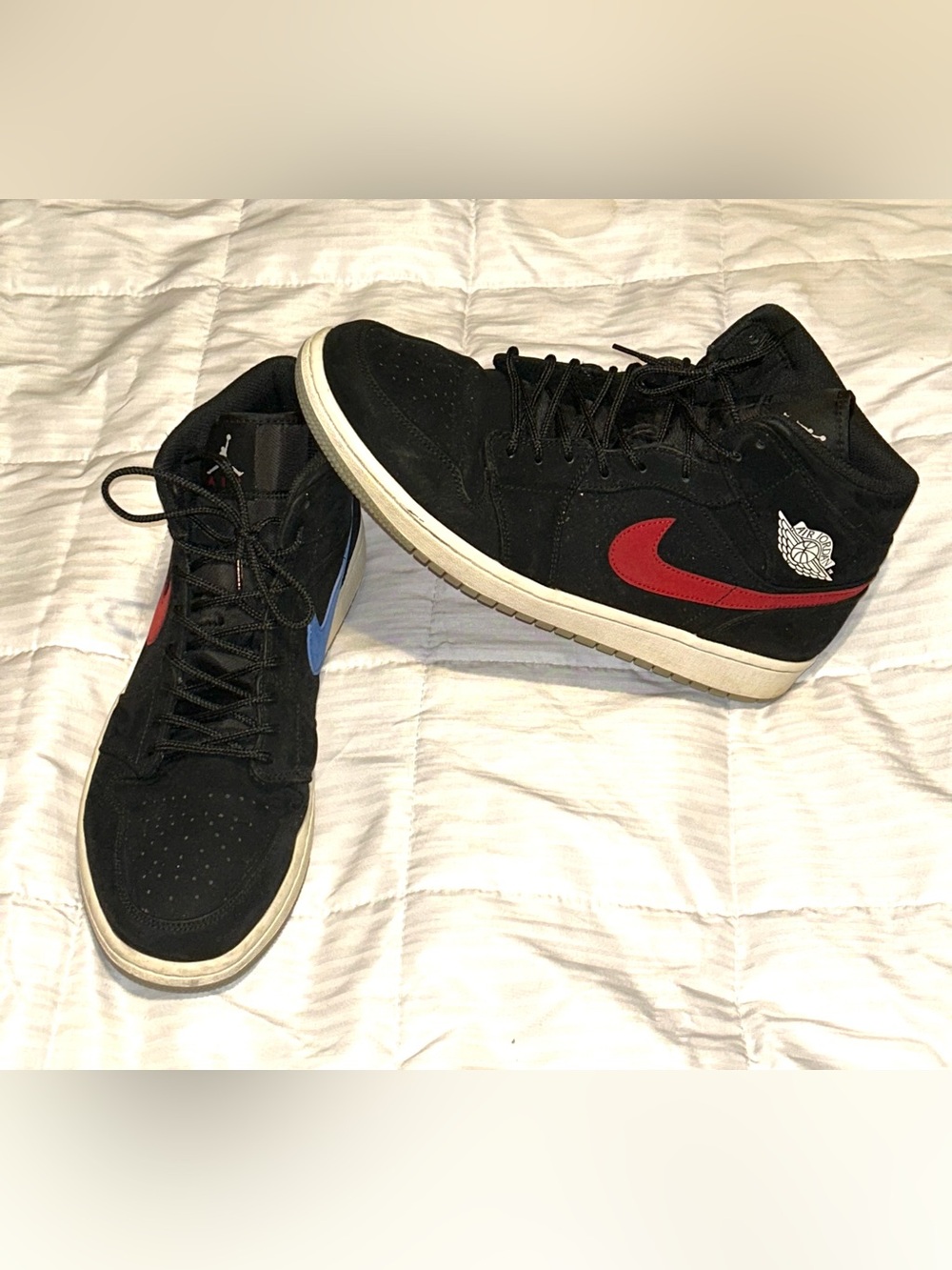 Nike Men's Air Jordan 1 Mens Size 12 Mid Multicolor Swoosh Black 554724-065